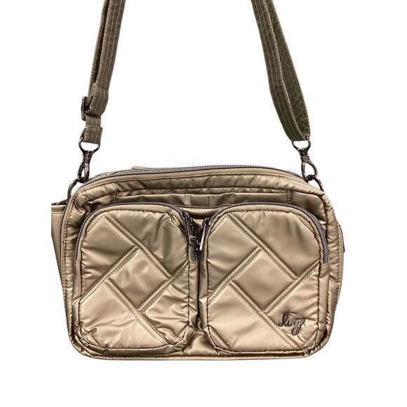 NWOT Lug Crossbody Women’s One Size Nylon Multiple Compartments Gold-Brown - Picture 2 of 10